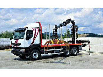 Горско ремарке, Камион с кран Renault KERAX 520 DXI Holztransporter+Kran*Topzustand: снимка 1