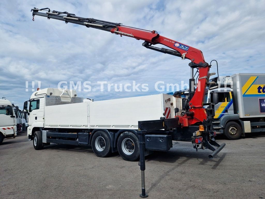 Бордови камион, Камион с кран MAN TGS 26.400 Flatbed + crane HMF 2620 K4 6x4: снимка 4