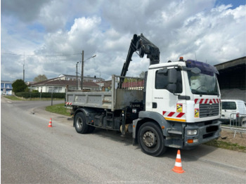 Самосвал камион, Камион с кран Man 18.240 bibenne grue hiab: снимка 1