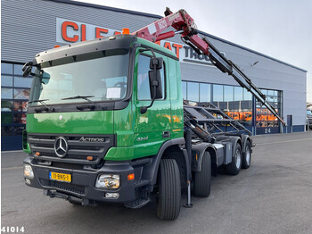Камион с кабелна система, Камион с кран Mercedes-Benz Actros 3244 8x4 HMF 18 Tonmeter laadkraan: снимка 1