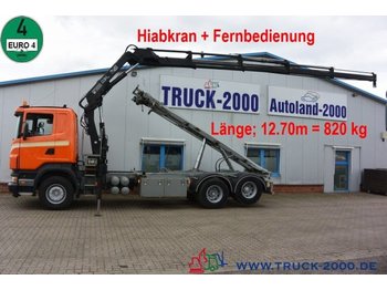 Камион с кабелна система, Камион с кран Scania R 340 Seil-Abrollkipper mit Hiab Ladekran + FB: снимка 1