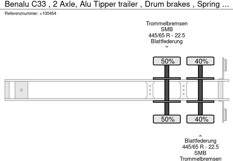 Самосвал полуремарке Benalu C33 , 2 Axle, Alu Tipper trailer , Drum brakes , Spring suspension: снимка 13