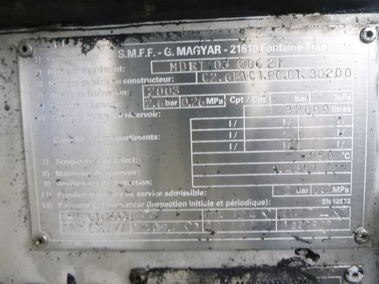 Полуремарке цистерна За превоз на битум Magyar Bitumen tank inox 31.8 m3 / 1 comp / ADR 22/10/2024: снимка 11