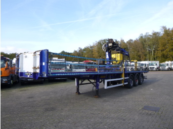 Бордово полуремарке/ Платформа Montracon Platform trailer + Terex 105.2 A 11 crane + rotator/grapple: снимка 1