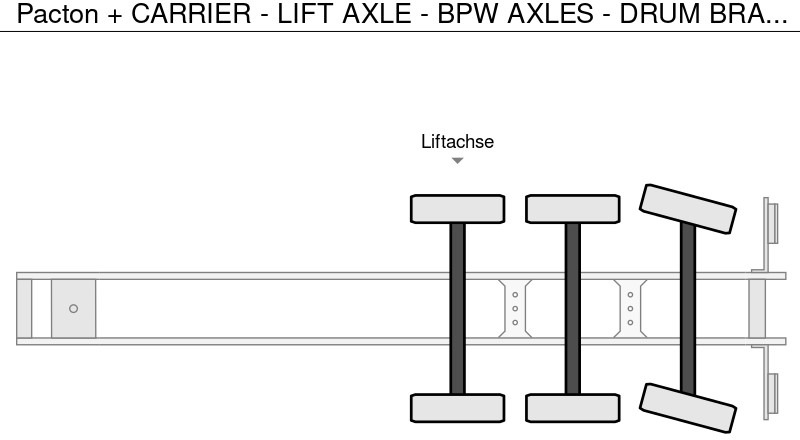 Рефрижератор полуремарке Pacton + CARRIER - LIFT AXLE - BPW AXLES - DRUM BRAKES - STEERING AXLE - ELEVATOR -: снимка 7