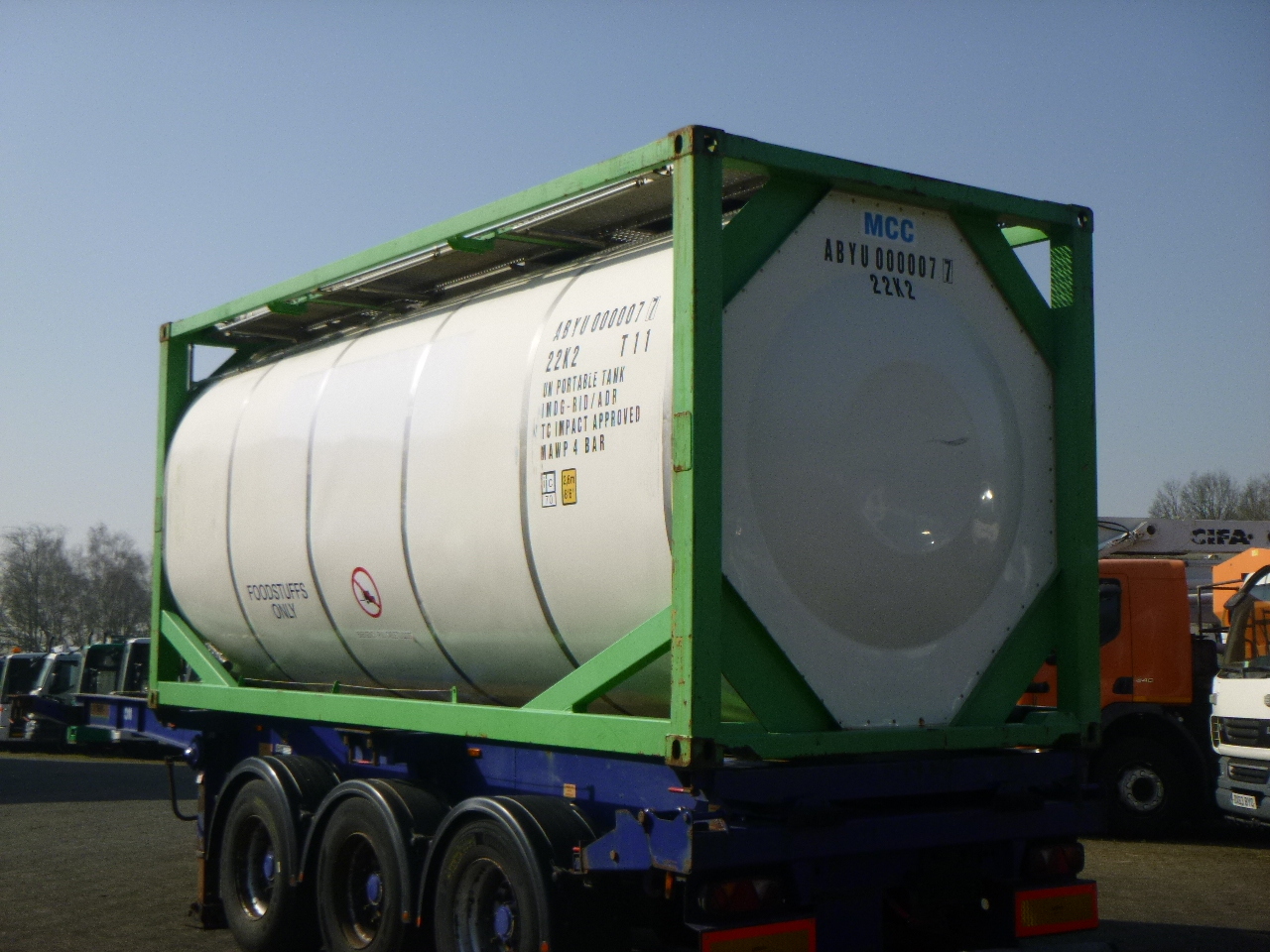 Танк контейнер, Полуремарке Danteco Food tank container inox 20 ft / 25 m3 / 1 comp: снимка 3
