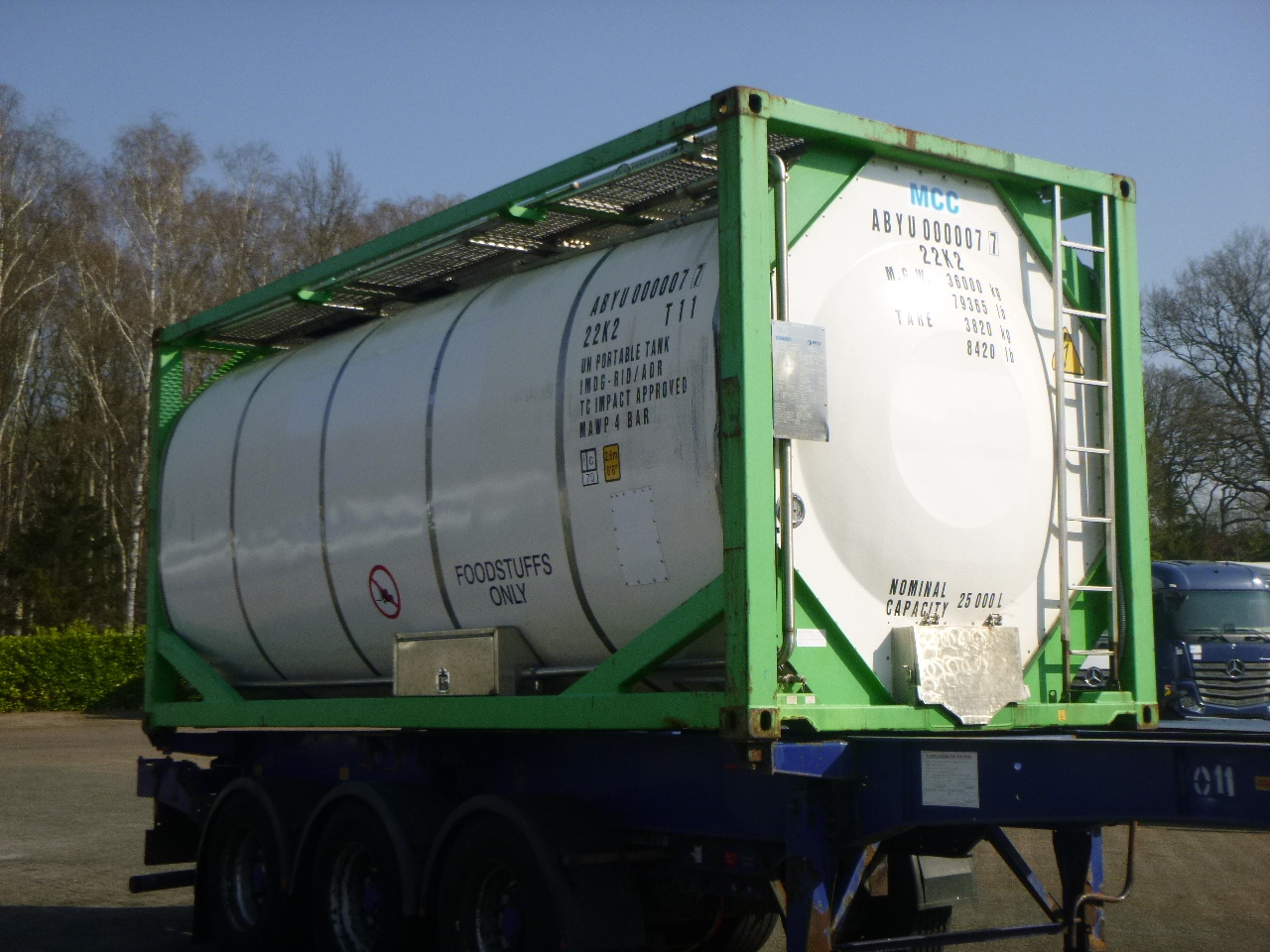 Танк контейнер, Полуремарке Danteco Food tank container inox 20 ft / 25 m3 / 1 comp: снимка 2