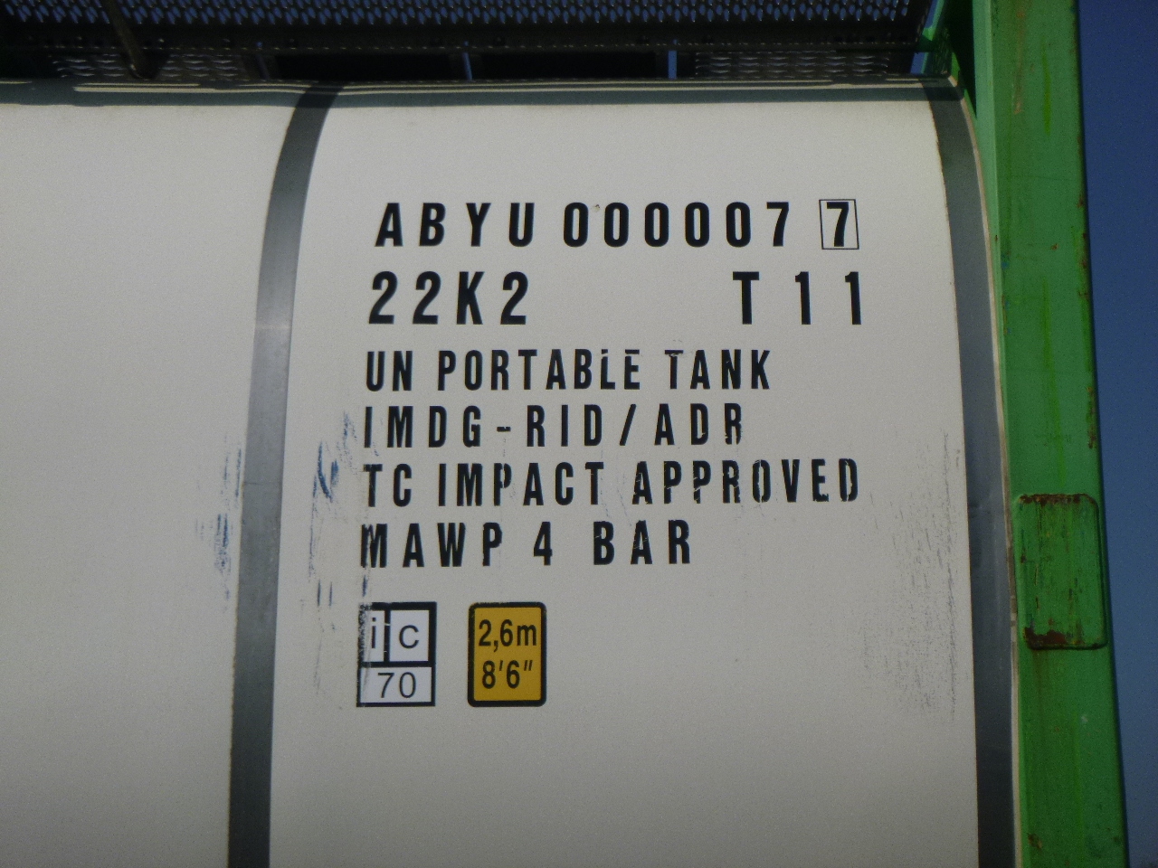 Танк контейнер, Полуремарке Danteco Food tank container inox 20 ft / 25 m3 / 1 comp: снимка 6