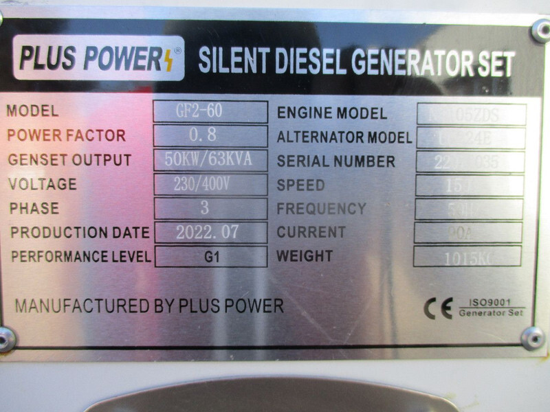 Нови Електрогенератор Diversen Plus Power GF2-60 , New Diesel generator , 63 KVA , 3 Phase , 5 Pieces in stock: снимка 13