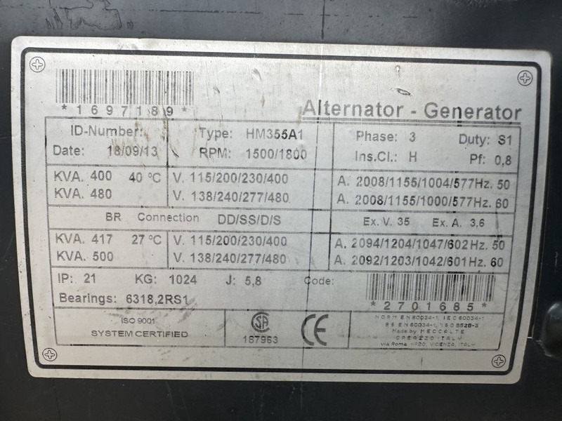 Електрогенератор Doosan P158LE Himoinsa Mecc Alte Spa 400 kVA generatorset as New ! 127 hours !: снимка 9
