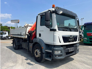 Самосвал камион, Камион с кран MAN TG-M 18.340 4x2  2-Achs Kipper Kran Palf. PK 130: снимка 2