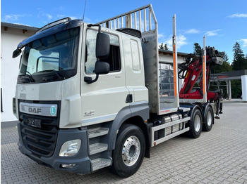 Камион за дърва, Камион с кран DAF CF 460 6x4 mit Riedler Holzaufb. Penz Kran 12Z: снимка 4