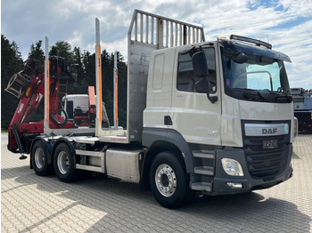 Камион за дърва, Камион с кран DAF CF 460 6x4 mit Riedler Holzaufb. Penz Kran 12Z: снимка 2