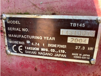 Верижен багер Takeuchi TB 145 Dismantled. Only spare parts: снимка 2