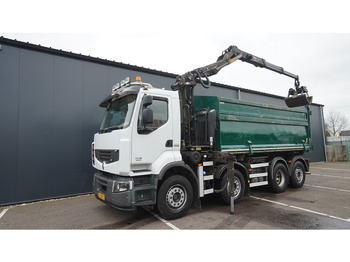 Камион с кран Renault PREMIUM 380 DXI 8X2/6 2 SIDE TIPPER WITH PLFINGER Q 170 Z CRANE.278.200KM: снимка 3