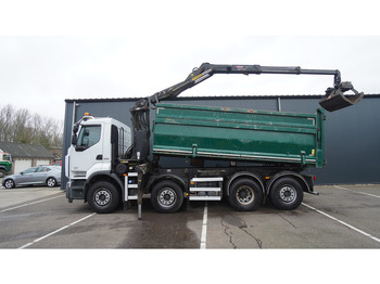 Камион с кран Renault PREMIUM 380 DXI 8X2/6 2 SIDE TIPPER WITH PLFINGER Q 170 Z CRANE.278.200KM: снимка 2