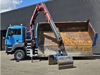 Самосвал камион, Камион с кран MAN TGS 28.400 6X4-4 BL / CRANE + 2 SIDE TIPPER: снимка 4