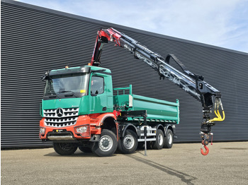Камион с кран Mercedes-Benz AROCS 4145 / 8X6 / TIPPER + HMF CRANE: снимка 2