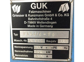 Машина за сгъване buckle plate folder GUK FA 54-4-F-TH with stream delivery S-520 for prefold products: снимка 4 Машина за сгъване buckle plate folder GUK FA 54-4-F-TH with stream delivery S-520 for prefold products: снимка 4