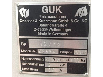 Машина за сгъване buckle plate folder GUK FA 54-4-F-TH with stream delivery S-520 for prefold products: снимка 3 Машина за сгъване buckle plate folder GUK FA 54-4-F-TH with stream delivery S-520 for prefold products: снимка 3