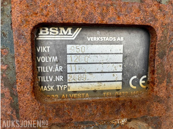 Прикачен инвентар за Строителна техника 2011 BSM Pusseskuffe 1200L S70: снимка 3