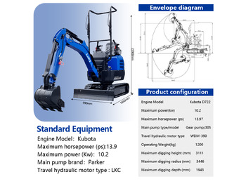 Нови Мини багер LADYS LA16Pro Mini Excavator Kubota Euro 5/Epa Engine Mini Excavator For Sale: снимка 3