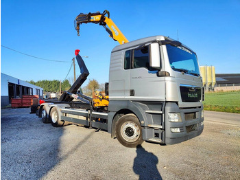 Мултилифт с кука камион, Камион с кран MAN TGX 26.400 6x2 Euro5 Container LEEBUR + Crane Effer 145: снимка 2