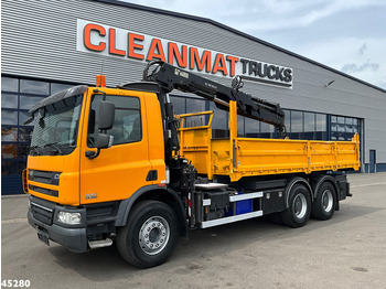 Самосвал камион, Камион с кран DAF FAT 75 CF 340 6x4 Manual Full steel Hiab 16 Tonmeter laadkraan: снимка 3