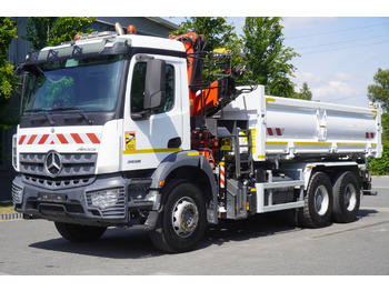 Бордови камион, Камион с кран MERCEDES-BENZ AROCS 2636 / Fassi F155A.0.22 crane 6t / 120 tho. km / 3-sided dump truck / 2 x Bordmatic: снимка 3