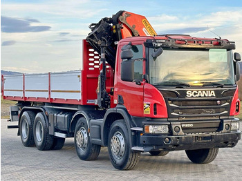 Самосвал камион, Камион с кран Scania P 400 Kipper 6,80 m * PK 33002-EH D + FUNK * 8x4: снимка 3
