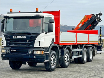 Камион с кран, Бордови камион Scania P 450 * PK 27002 - SH + FUNK * 8x4 * TOPZUSTAND: снимка 4