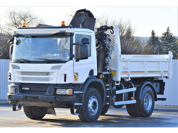 Самосвал камион, Камион с кран Scania P320 Kipper 3,90m *BORDMATIC*HIAB 122B-2DUO* TOP: снимка 3