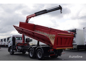 Самосвал камион, Камион с кран Renault LANDER 3 way tipper + crane FASSI 130 6x4: снимка 4