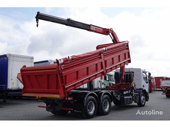 Самосвал камион, Камион с кран Renault LANDER 3 way tipper + crane FASSI 130 6x4: снимка 5
