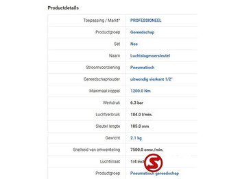Нови Резервни части за Камион Diversen Pneumatische slagmoersleutel 1/2" 1200NM: снимка 3