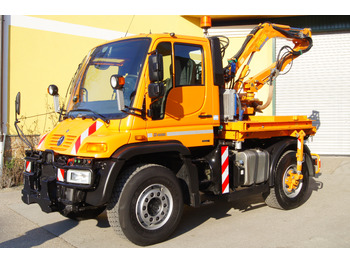 Самосвал камион MERCEDES-BENZ Unimog U 400/Hydrostat/Mähtür +MULAG MHU 800: снимка 2