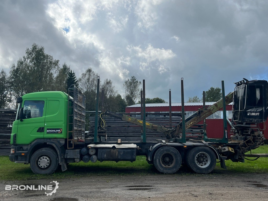 2001 Scania R144 6x4 Loglift + 1997 Närko TP3-RT-280 - Камион за дърва: снимка 3 2001 Scania R144 6x4 Loglift + 1997 Närko TP3-RT-280 - Камион за дърва: снимка 3
