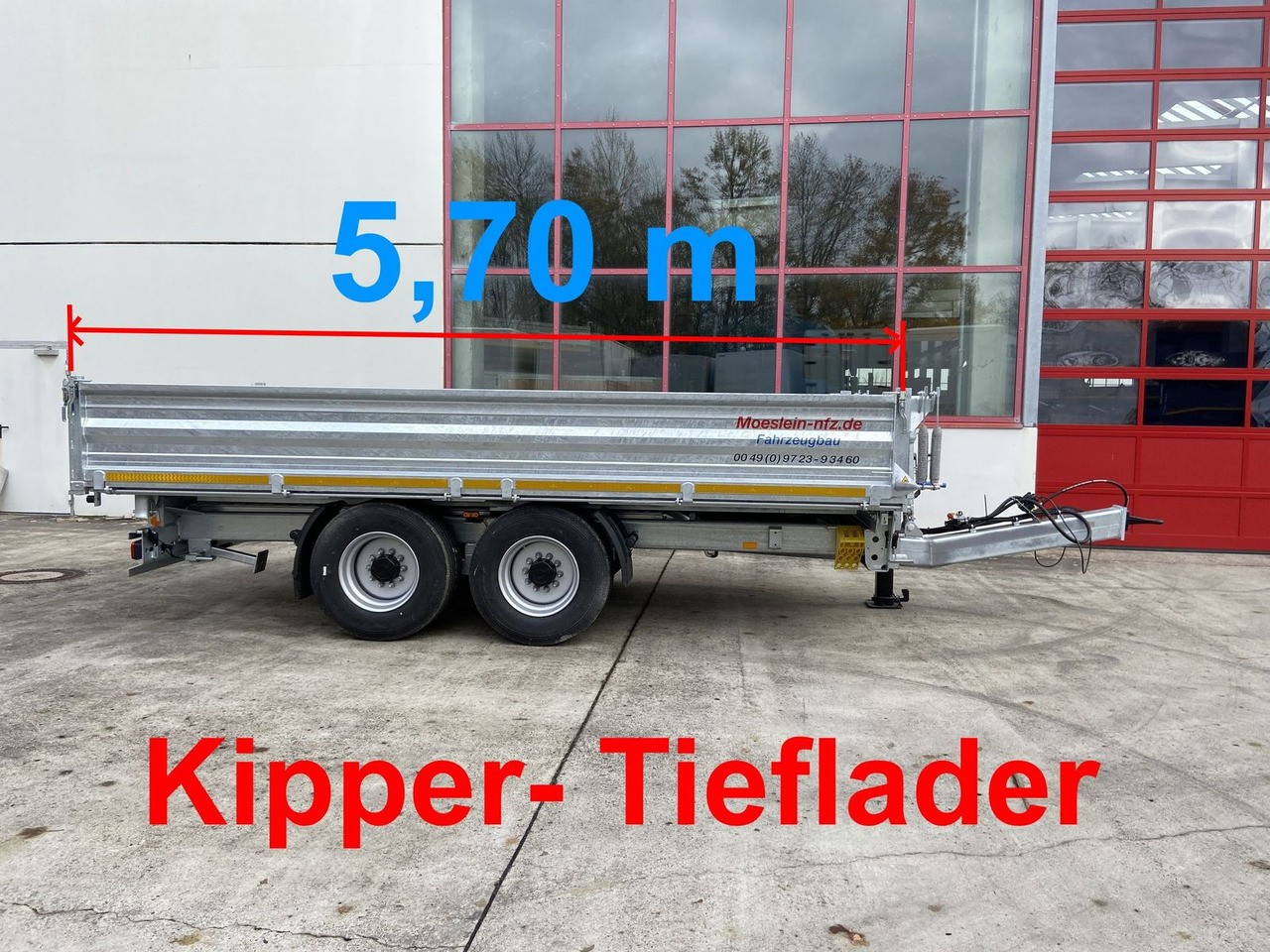 Möslein 14 t Kipper Tieflader 5,70 m lang, Breite Reife - Самосвал ремарке: снимка 1 Möslein 14 t Kipper Tieflader 5,70 m lang, Breite Reife - Самосвал ремарке: снимка 1