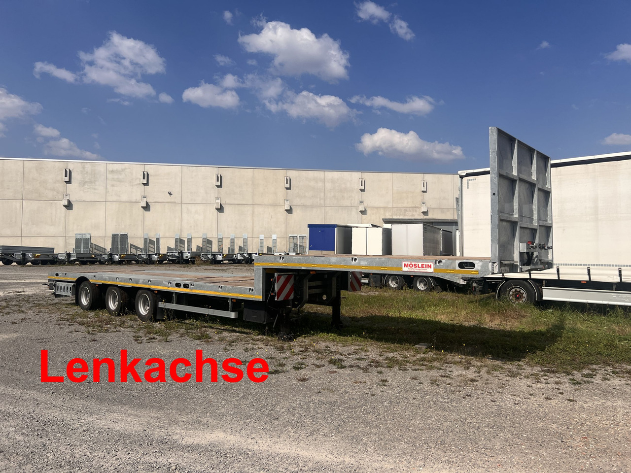 Möslein ST 3 Plato 8,7 3 Achs Satteltieflader Plato 45 t GGfür Fertigteile, Baumaschinen - Нискорамна площадка полуремарке: снимка 1 Möslein ST 3 Plato 8,7 3 Achs Satteltieflader Plato 45 t GGfür Fertigteile, Baumaschinen - Нискорамна площадка полуремарке: снимка 1