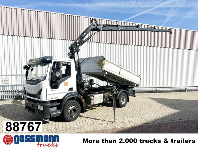 Iveco EuroCargo ML160E28 4x2 mit Kran Hiab XS099E-3 - Самосвал камион, Камион с кран: снимка 1 Iveco EuroCargo ML160E28 4x2 mit Kran Hiab XS099E-3 - Самосвал камион, Камион с кран: снимка 1