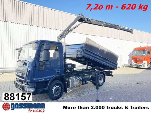 Iveco EuroCargo ML80E19 4x2 mit Kran Hiab XS055B-2 - Самосвал камион, Камион с кран: снимка 1 Iveco EuroCargo ML80E19 4x2 mit Kran Hiab XS055B-2 - Самосвал камион, Камион с кран: снимка 1