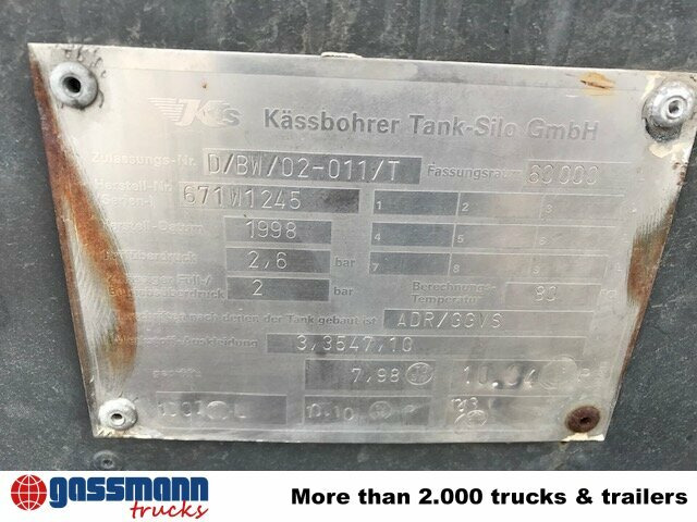 Kässbohrer Kässbohrer SSK 60/10-24 ADR, 60 cbm, - Цистерна за насипни товари: снимка 5 Kässbohrer Kässbohrer SSK 60/10-24 ADR, 60 cbm, - Цистерна за насипни товари: снимка 5