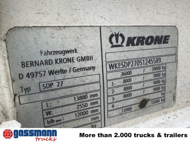 Krone SDP 27 , Edscha-Verdeck, Ex-Fahrschule - Бордово полуремарке/ Платформа: снимка 5 Krone SDP 27 , Edscha-Verdeck, Ex-Fahrschule - Бордово полуремарке/ Платформа: снимка 5