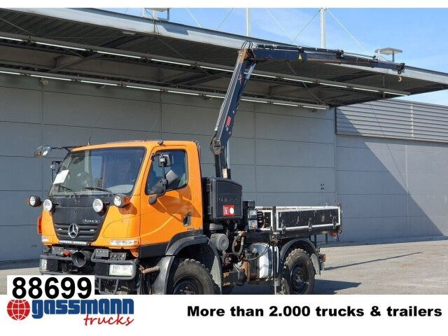 Unimog U 20 4x4, Zapfwelle, Kran Hiab 022D-3 HiDuo, - Лекотоварен автомобил: снимка 1 Unimog U 20 4x4, Zapfwelle, Kran Hiab 022D-3 HiDuo, - Лекотоварен автомобил: снимка 1