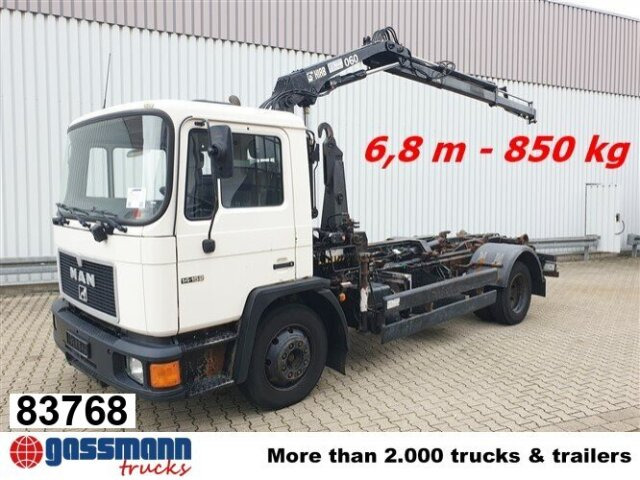 MAN 14.152 F 4x2 BB mit Kran Hiab 060-2 - Мултилифт с кука камион, Камион с кран: снимка 1 MAN 14.152 F 4x2 BB mit Kran Hiab 060-2 - Мултилифт с кука камион, Камион с кран: снимка 1