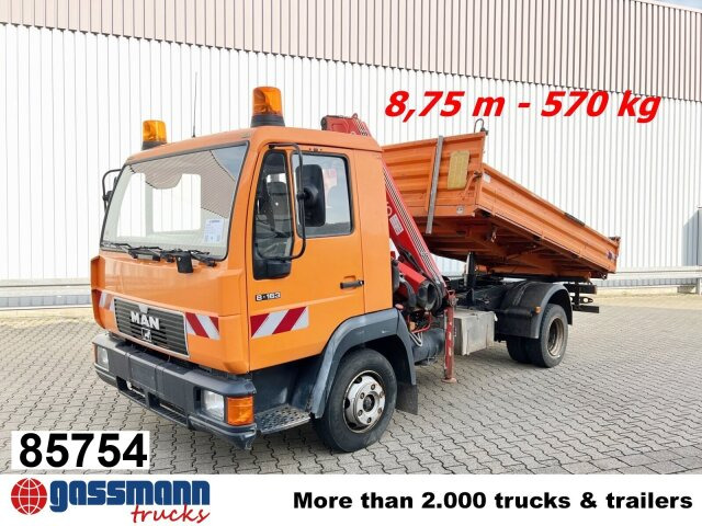 MAN 8.163 4x2 BB mit Kran Fassi F60A.23 - Самосвал камион, Камион с кран: снимка 1 MAN 8.163 4x2 BB mit Kran Fassi F60A.23 - Самосвал камион, Камион с кран: снимка 1