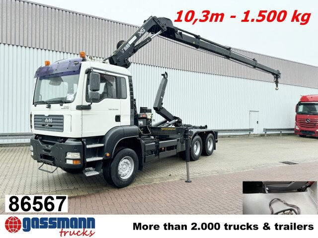MAN TGA 33.350 6X4 BB mit Kran Hiab 166 E-3 HiDuo, - Мултилифт с кука камион, Камион с кран: снимка 1 MAN TGA 33.350 6X4 BB mit Kran Hiab 166 E-3 HiDuo, - Мултилифт с кука камион, Камион с кран: снимка 1