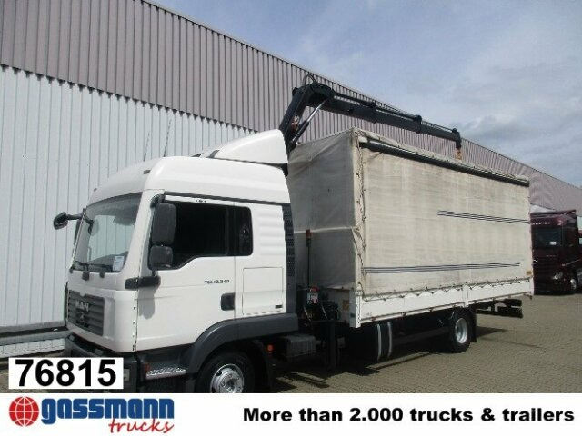 MAN TGL 12.240BL 4x2, mit Kran Hiab 088 mit Funk - Камион с брезент, Камион с кран: снимка 1 MAN TGL 12.240BL 4x2, mit Kran Hiab 088 mit Funk - Камион с брезент, Камион с кран: снимка 1