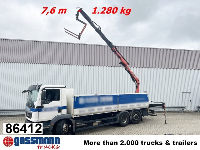MAN TGM 26.340 6X2-4 LL, Lenk-/Liftachse, Heckkran - Бордови камион, Камион с кран: снимка 1 MAN TGM 26.340 6X2-4 LL, Lenk-/Liftachse, Heckkran - Бордови камион, Камион с кран: снимка 1
