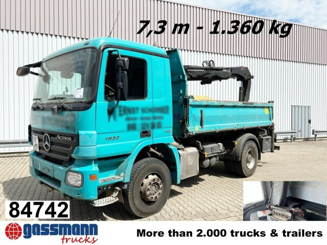 Mercedes-Benz Actros 1832 K 4x2 mit Heckkran Hiab XS 099ES-2 - Самосвал камион, Камион с кран: снимка 1 Mercedes-Benz Actros 1832 K 4x2 mit Heckkran Hiab XS 099ES-2 - Самосвал камион, Камион с кран: снимка 1